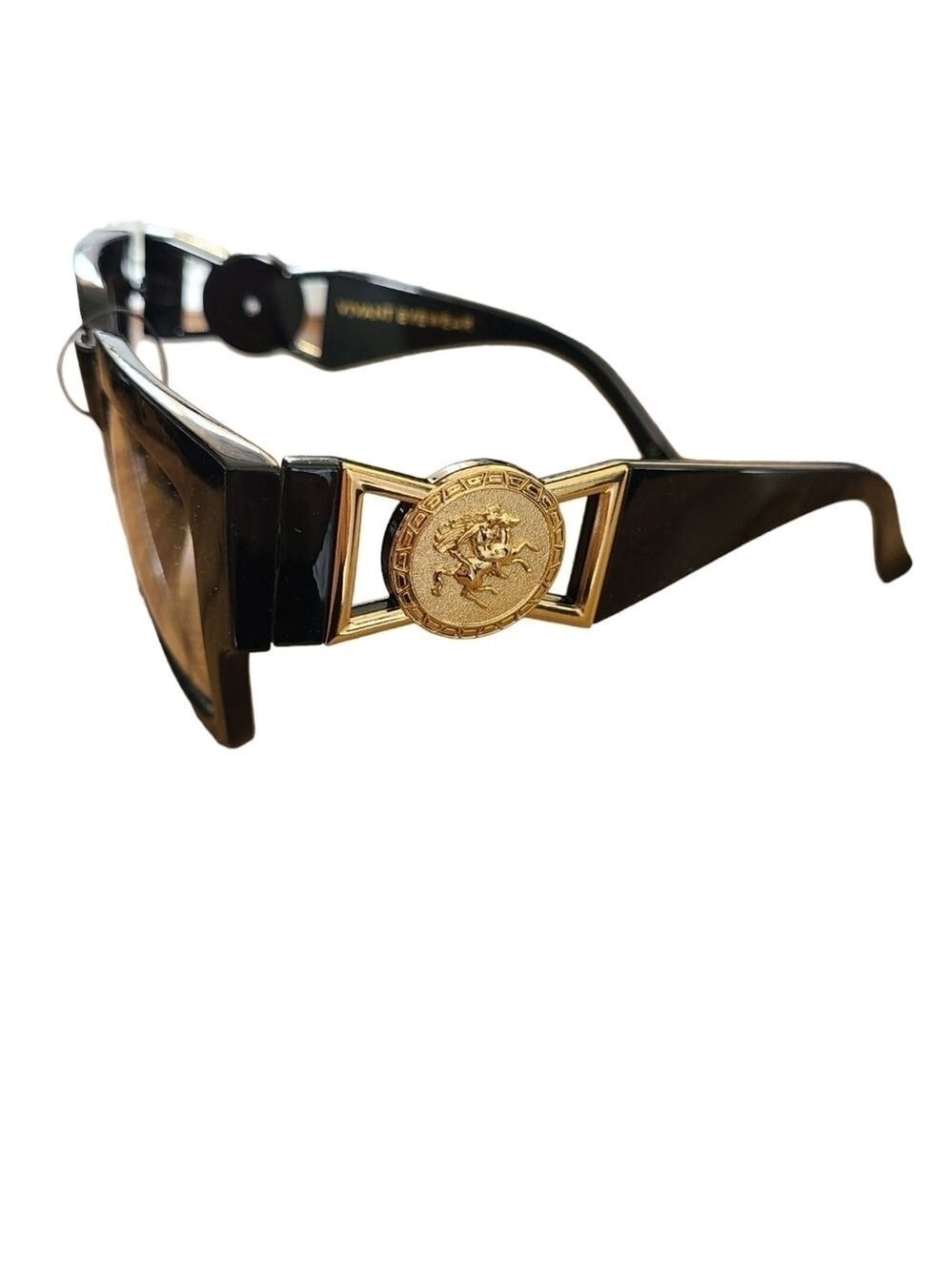 VIVANT Blue Light Blocking Black & Gold Chunky Oversized Eyeglasses NWT